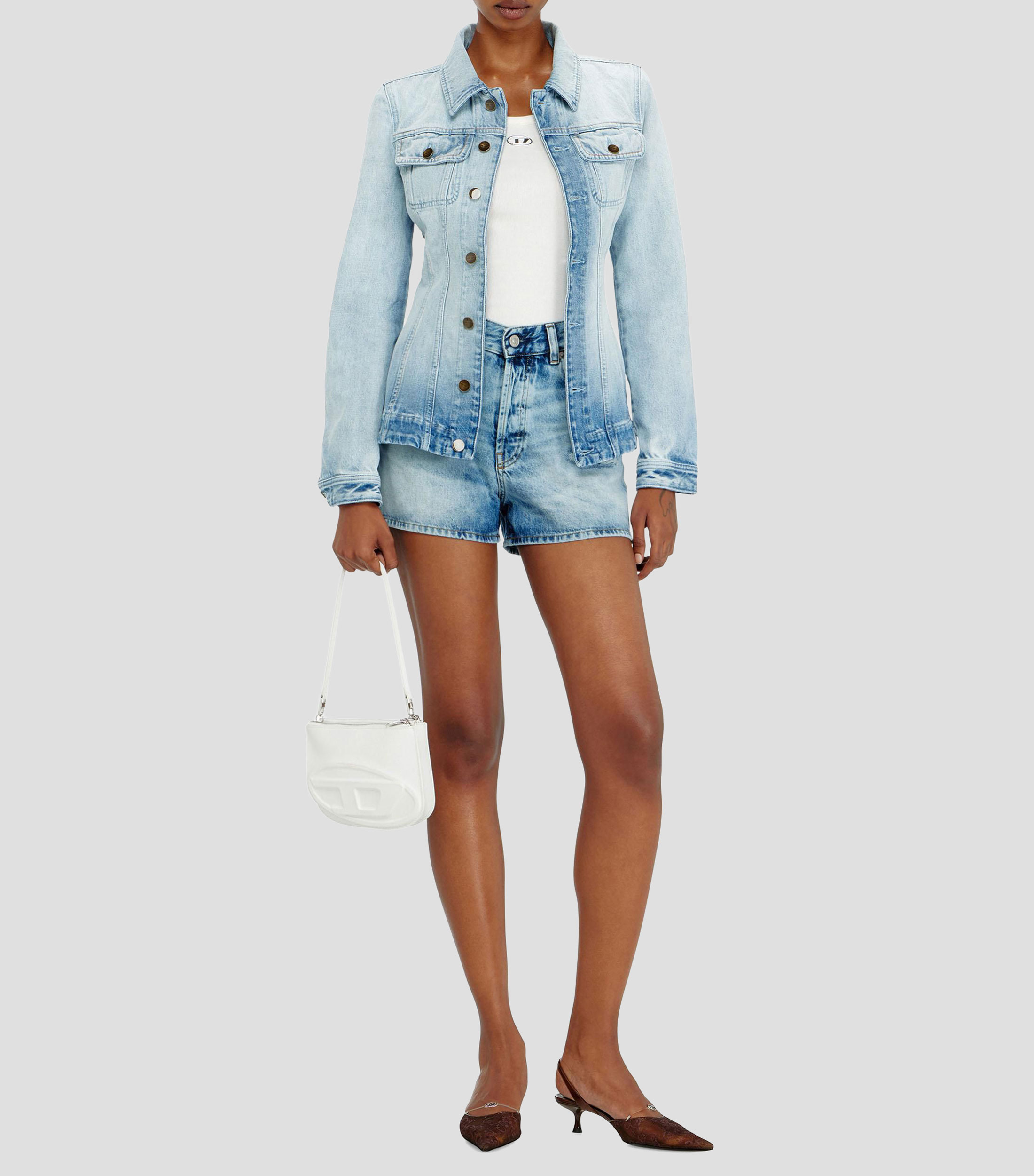 Shorts de mezclilla deslavado Mujer